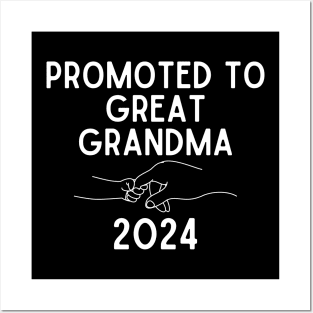 Promoted To Great Grandma 2024 New Great Grandmother Posters and Art